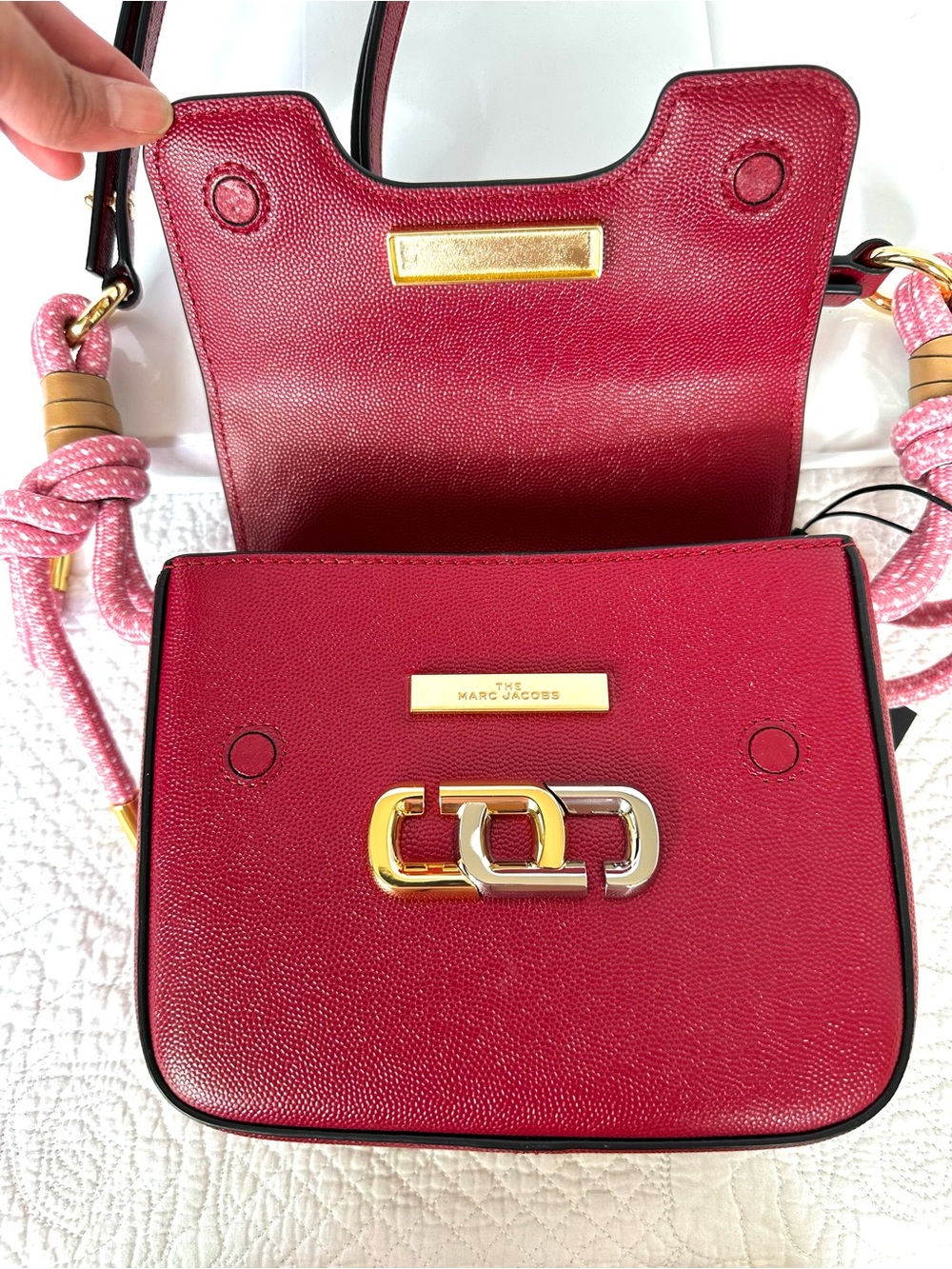 Marc Jacobs Red Leather Crossbody with Pink Rope Detail - Picture 6 of 13